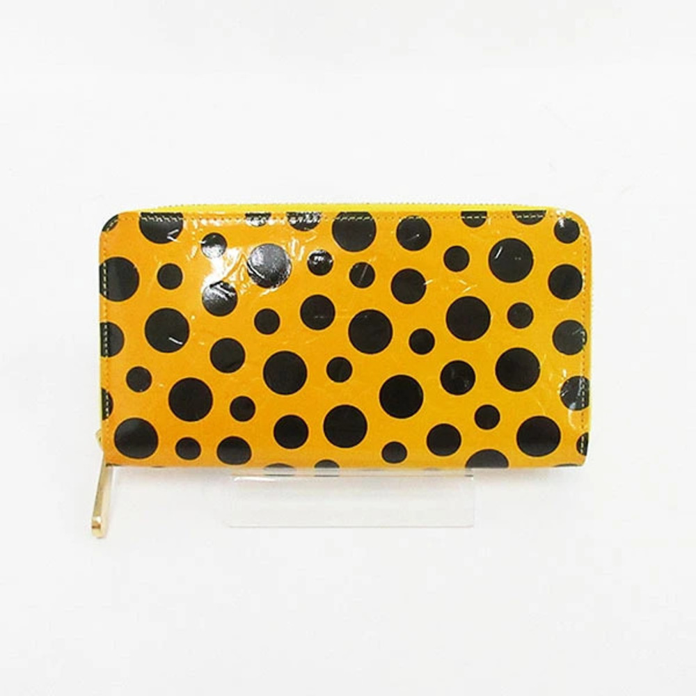 LOUIS VUITTON Vernis Yayoi Kusama Zippy Wallet Dot Infinity Jaune Yellow